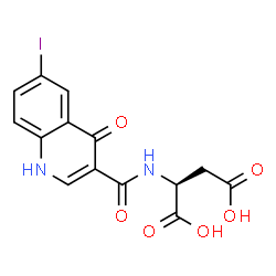 ChemSpider 2D Image | N-[(6-Iodo-4-oxo-1,4-dihydro-3-quinolinyl)carbonyl]-L-aspartic acid | C14H11IN2O6