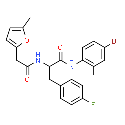ChemSpider 2D Image | N-(4-Bromo-2-fluorophenyl)-4-fluoro-Nalpha-[(5-methyl-2-furyl)acetyl]phenylalaninamide | C22H19BrF2N2O3
