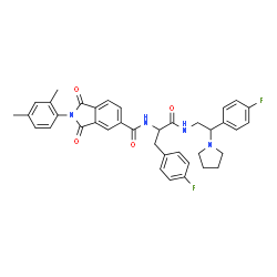 ChemSpider 2D Image | Nalpha-{[2-(2,4-Dimethylphenyl)-1,3-dioxo-2,3-dihydro-1H-isoindol-5-yl]carbonyl}-4-fluoro-N-[2-(4-fluorophenyl)-2-(1-pyrrolidinyl)ethyl]phenylalaninamide | C38H36F2N4O4