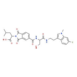 ChemSpider 2D Image | 2-{5-[(1-{[2-(6-Fluoro-1-methyl-1H-indol-3-yl)ethyl]amino}-3-hydroxy-1-oxo-2-propanyl)carbamoyl]-1,3-dioxo-1,3-dihydro-2H-isoindol-2-yl}-4-methylpentanoic acid | C29H31FN4O7