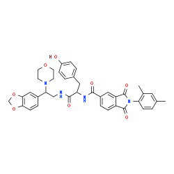 ChemSpider 2D Image | N-[2-(1,3-Benzodioxol-5-yl)-2-(4-morpholinyl)ethyl]-Nalpha-{[2-(2,4-dimethylphenyl)-1,3-dioxo-2,3-dihydro-1H-isoindol-5-yl]carbonyl}tyrosinamide | C39H38N4O8