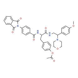 ChemSpider 2D Image | 4-(2-{[4-(1,3-Dioxo-1,3-dihydro-2H-isoindol-2-yl)benzoyl]amino}-3-{[2-(4-methoxyphenyl)-2-(4-morpholinyl)ethyl]amino}-3-oxopropyl)phenyl acetate | C39H38N4O8