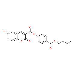 ChemSpider 2D Image | 4-(Butoxycarbonyl)phenyl 6-bromo-2-oxo-2H-chromene-3-carboxylate | C21H17BrO6