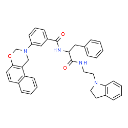 ChemSpider 2D Image | N-[2-(2,3-Dihydro-1H-indol-1-yl)ethyl]-Nalpha-[3-(1H-naphtho[1,2-e][1,3]oxazin-2(3H)-yl)benzoyl]phenylalaninamide | C38H36N4O3
