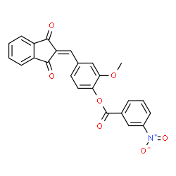 ChemSpider 2D Image | 4-[(1,3-Dioxo-1,3-dihydro-2H-inden-2-ylidene)methyl]-2-methoxyphenyl 3-nitrobenzoate | C24H15NO7