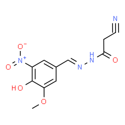 ChemSpider 2D Image | 2-Cyano-N'-[(E)-(4-hydroxy-3-methoxy-5-nitrophenyl)methylene]acetohydrazide | C11H10N4O5
