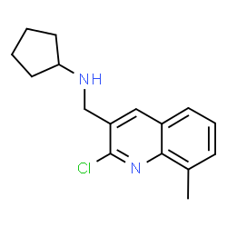 ChemSpider 2D Image | (2-Chloro-8-methyl-quinolin-3-ylmethyl)-cyclopentyl-amine | C16H19ClN2