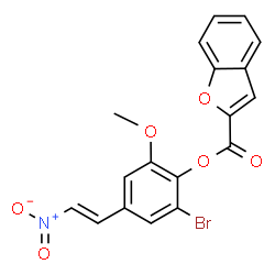 ChemSpider 2D Image | 2-Bromo-6-methoxy-4-[(E)-2-nitrovinyl]phenyl 1-benzofuran-2-carboxylate | C18H12BrNO6