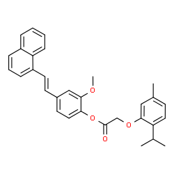 ChemSpider 2D Image | 2-Methoxy-4-[(E)-2-(1-naphthyl)vinyl]phenyl (2-isopropyl-5-methylphenoxy)acetate | C31H30O4