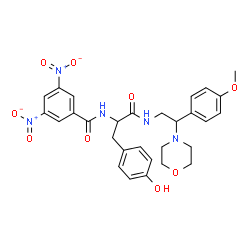 ChemSpider 2D Image | Nalpha-(3,5-Dinitrobenzoyl)-N-[2-(4-methoxyphenyl)-2-(4-morpholinyl)ethyl]tyrosinamide | C29H31N5O9