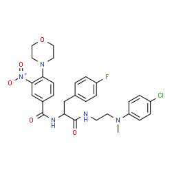ChemSpider 2D Image | N-{2-[(4-Chlorophenyl)(methyl)amino]ethyl}-4-fluoro-Nalpha-[4-(4-morpholinyl)-3-nitrobenzoyl]phenylalaninamide | C29H31ClFN5O5