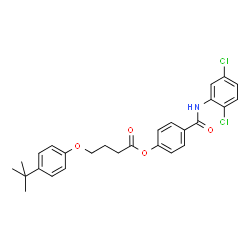 ChemSpider 2D Image | 4-[(2,5-Dichlorophenyl)carbamoyl]phenyl 4-(4-tert-butylphenoxy)butanoate | C27H27Cl2NO4