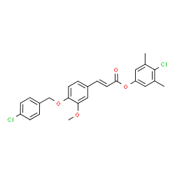 ChemSpider 2D Image | 4-Chloro-3,5-dimethylphenyl (2E)-3-{4-[(4-chlorobenzyl)oxy]-3-methoxyphenyl}acrylate | C25H22Cl2O4