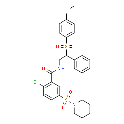 ChemSpider 2D Image | 2-Chloro-N-{2-[(4-methoxyphenyl)sulfonyl]-2-phenylethyl}-5-(1-piperidinylsulfonyl)benzamide | C27H29ClN2O6S2