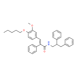 ChemSpider 2D Image | (2E)-N-(2,3-Diphenylpropyl)-3-[3-methoxy-4-(pentyloxy)phenyl]-2-phenylacrylamide | C36H39NO3