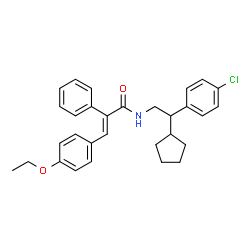 ChemSpider 2D Image | (2E)-N-[2-(4-Chlorophenyl)-2-cyclopentylethyl]-3-(4-ethoxyphenyl)-2-phenylacrylamide | C30H32ClNO2