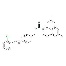 ChemSpider 2D Image | (2E)-3-{4-[(2-Chlorobenzyl)oxy]phenyl}-1-(1-isobutyl-6-methyl-3,4-dihydro-2(1H)-isoquinolinyl)-2-propen-1-one | C30H32ClNO2