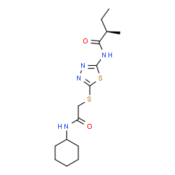 ChemSpider 2D Image | (2R)-N-(5-{[2-(Cyclohexylamino)-2-oxoethyl]sulfanyl}-1,3,4-thiadiazol-2-yl)-2-methylbutanamide | C15H24N4O2S2