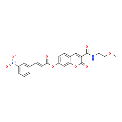 ChemSpider 2D Image | 3-[(2-Methoxyethyl)carbamoyl]-2-oxo-2H-chromen-7-yl (2E)-3-(3-nitrophenyl)acrylate | C22H18N2O8