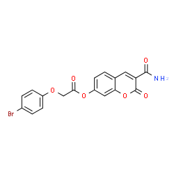 ChemSpider 2D Image | 3-Carbamoyl-2-oxo-2H-chromen-7-yl (4-bromophenoxy)acetate | C18H12BrNO6