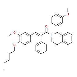 ChemSpider 2D Image | (2E)-3-[3-Methoxy-4-(pentyloxy)phenyl]-1-[1-(3-methoxyphenyl)-3,4-dihydro-2(1H)-isoquinolinyl]-2-phenyl-2-propen-1-one | C37H39NO4