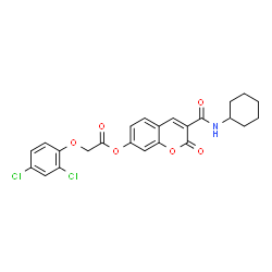 ChemSpider 2D Image | 3-(Cyclohexylcarbamoyl)-2-oxo-2H-chromen-7-yl (2,4-dichlorophenoxy)acetate | C24H21Cl2NO6
