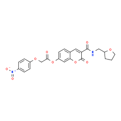 ChemSpider 2D Image | 2-Oxo-3-[(tetrahydro-2-furanylmethyl)carbamoyl]-2H-chromen-7-yl (4-nitrophenoxy)acetate | C23H20N2O9