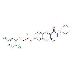 ChemSpider 2D Image | 3-(Cyclohexylcarbamoyl)-2-oxo-2H-chromen-7-yl (2,5-dichlorophenoxy)acetate | C24H21Cl2NO6