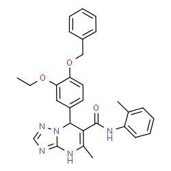 ChemSpider 2D Image | 7-[4-(Benzyloxy)-3-ethoxyphenyl]-5-methyl-N-(2-methylphenyl)-1,7-dihydro[1,2,4]triazolo[1,5-a]pyrimidine-6-carboxamide | C29H29N5O3