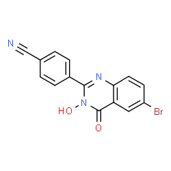 ChemSpider 2D Image | 4-(6-Bromo-3-hydroxy-4-oxo-3,4-dihydro-2-quinazolinyl)benzonitrile | C15H8BrN3O2