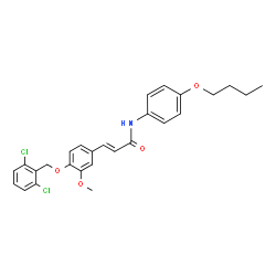 ChemSpider 2D Image | (2E)-N-(4-Butoxyphenyl)-3-{4-[(2,6-dichlorobenzyl)oxy]-3-methoxyphenyl}acrylamide | C27H27Cl2NO4