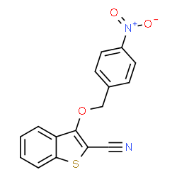 ChemSpider 2D Image | 3-[(4-Nitrobenzyl)oxy]-1-benzothiophene-2-carbonitrile | C16H10N2O3S