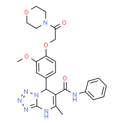 ChemSpider 2D Image | 7-{3-Methoxy-4-[2-(4-morpholinyl)-2-oxoethoxy]phenyl}-5-methyl-N-phenyl-1,7-dihydrotetrazolo[1,5-a]pyrimidine-6-carboxamide | C25H27N7O5