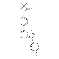 ChemSpider 2D Image | 1-[4-[3-(4-Chlorophenyl)pyrazolo[1,5-a]pyrimidin-7-yl]phenyl]-3,3-dimethyl-2-azetidinone | C23H19ClN4O