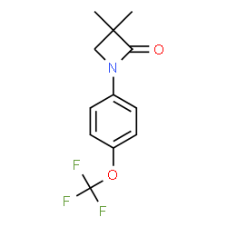 ChemSpider 2D Image | 3,3-Dimethyl-1-[4-(trifluoromethoxy)phenyl]-2-azetidinone | C12H12F3NO2