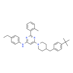 ChemSpider 2D Image | N-(4-Ethylphenyl)-2-(2-methylphenyl)-6-{4-[4-(2-methyl-2-propanyl)benzyl]-1-piperidinyl}-4-pyrimidinamine | C35H42N4