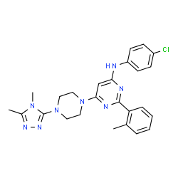 ChemSpider 2D Image | N-(4-Chlorophenyl)-6-[4-(4,5-dimethyl-4H-1,2,4-triazol-3-yl)-1-piperazinyl]-2-(2-methylphenyl)-4-pyrimidinamine | C25H27ClN8