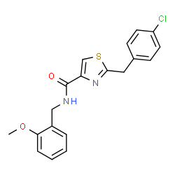 ChemSpider 2D Image | 2-(4-Chlorobenzyl)-N-(2-methoxybenzyl)-1,3-thiazole-4-carboxamide | C19H17ClN2O2S