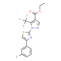 ChemSpider 2D Image | Ethyl 1-[4-(3-fluorophenyl)-1,3-thiazol-2-yl]-5-(trifluoromethyl)-1H-pyrazole-4-carboxylate | C16H11F4N3O2S