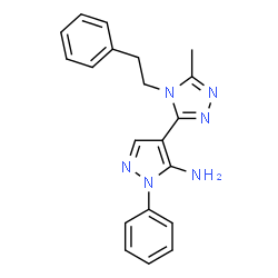 ChemSpider 2D Image | 4-[5-Methyl-4-(2-phenylethyl)-4H-1,2,4-triazol-3-yl]-1-phenyl-1H-pyrazol-5-amine | C20H20N6