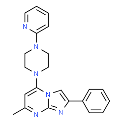 ChemSpider 2D Image | 7-Methyl-2-phenyl-5-[4-(2-pyridinyl)-1-piperazinyl]imidazo[1,2-a]pyrimidine | C22H22N6