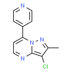 ChemSpider 2D Image | 3-Chloro-2-methyl-7-(4-pyridinyl)pyrazolo[1,5-a]pyrimidine | C12H9ClN4
