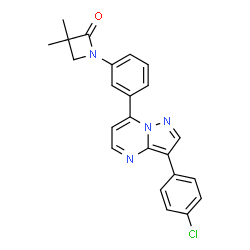 ChemSpider 2D Image | 1-{3-[3-(4-Chlorophenyl)pyrazolo[1,5-a]pyrimidin-7-yl]phenyl}-3,3-dimethyl-2-azetidinone | C23H19ClN4O