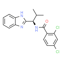 ChemSpider 2D Image | N-[(1R)-1-(1H-Benzimidazol-2-yl)-2-methylpropyl]-2,4-dichlorobenzamide | C18H17Cl2N3O