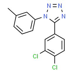 ChemSpider 2D Image | 5-(3,4-Dichlorophenyl)-1-(3-methylphenyl)-1H-tetrazole | C14H10Cl2N4
