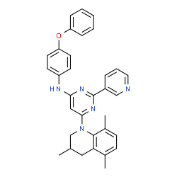 ChemSpider 2D Image | N-(4-Phenoxyphenyl)-2-(3-pyridinyl)-6-(3,5,8-trimethyl-3,4-dihydro-1(2H)-quinolinyl)-4-pyrimidinamine | C33H31N5O