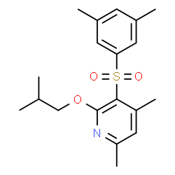 ChemSpider 2D Image | 3-[(3,5-Dimethylphenyl)sulfonyl]-2-isobutoxy-4,6-dimethylpyridine | C19H25NO3S