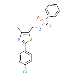 ChemSpider 2D Image | N-{[2-(4-Chlorophenyl)-4-methyl-1,3-thiazol-5-yl]methyl}benzenesulfonamide | C17H15ClN2O2S2