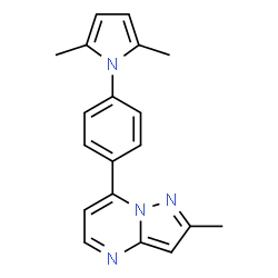 ChemSpider 2D Image | 7-[4-(2,5-Dimethyl-1H-pyrrol-1-yl)phenyl]-2-methylpyrazolo[1,5-a]pyrimidine | C19H18N4
