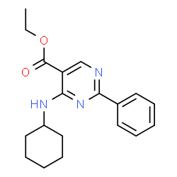 ChemSpider 2D Image | Ethyl 4-(cyclohexylamino)-2-phenyl-5-pyrimidinecarboxylate | C19H23N3O2